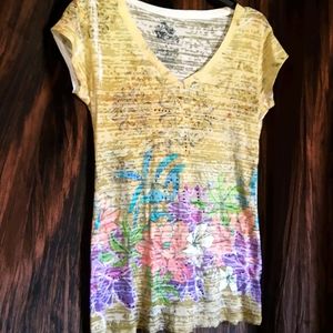 Awake-L🌺Floral🌸✨Rhinestone✨Sublimation S.Slv Top